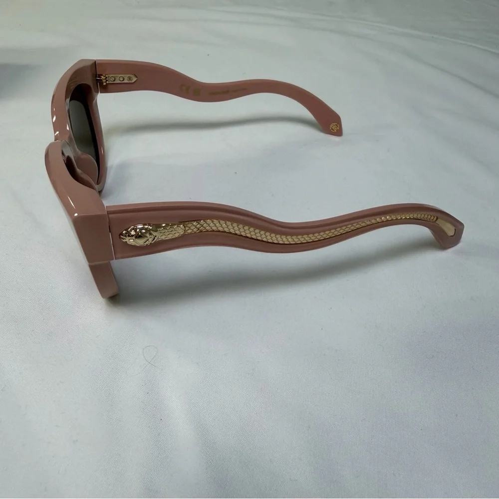 ROBERTO‎ CAVALLI SRC054 Sunglasses Pink Frame Brown Lenses Gold Serpent NIB
